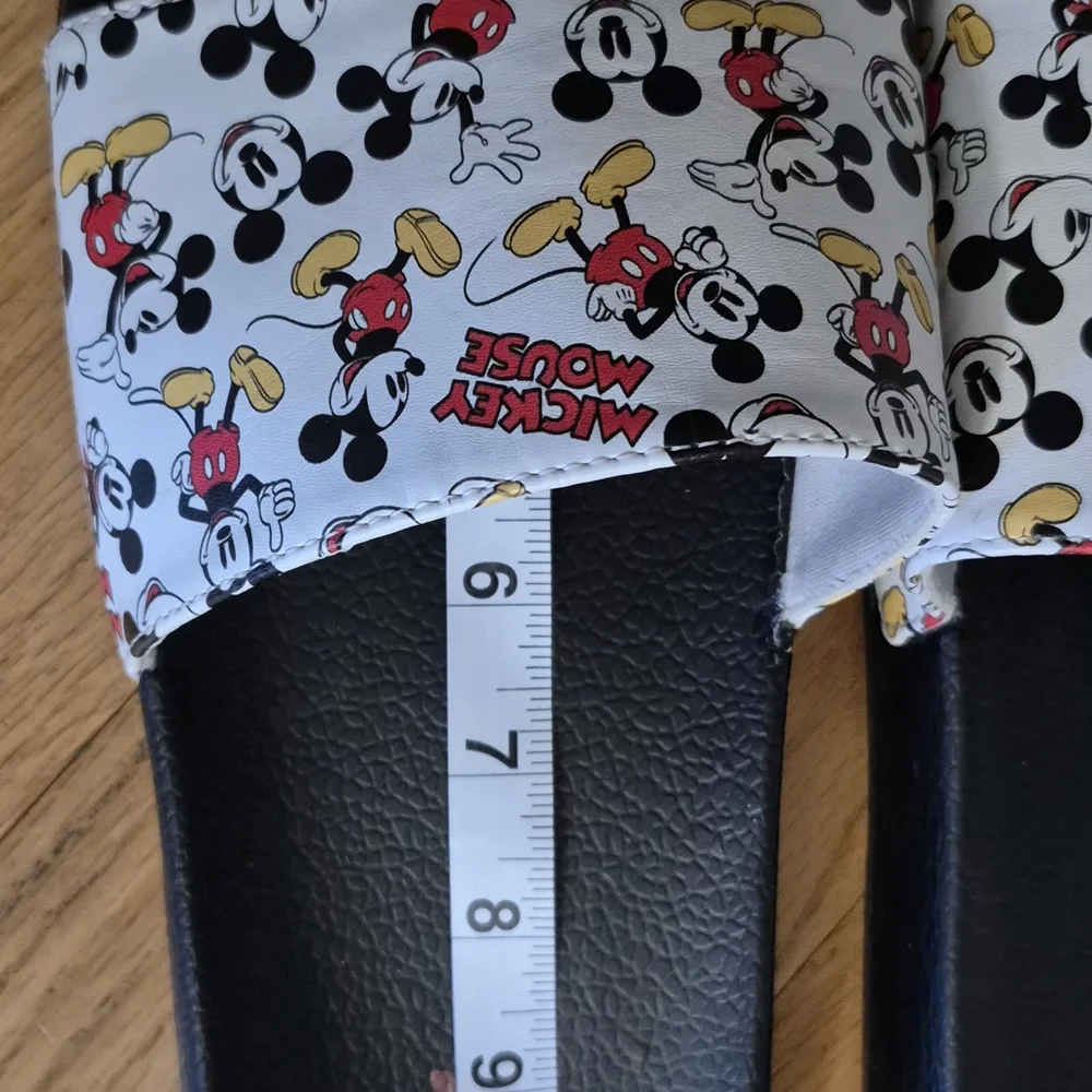 Disney Adult XL Men's 11 Mickey Mouse Slide Sandals - Black and White